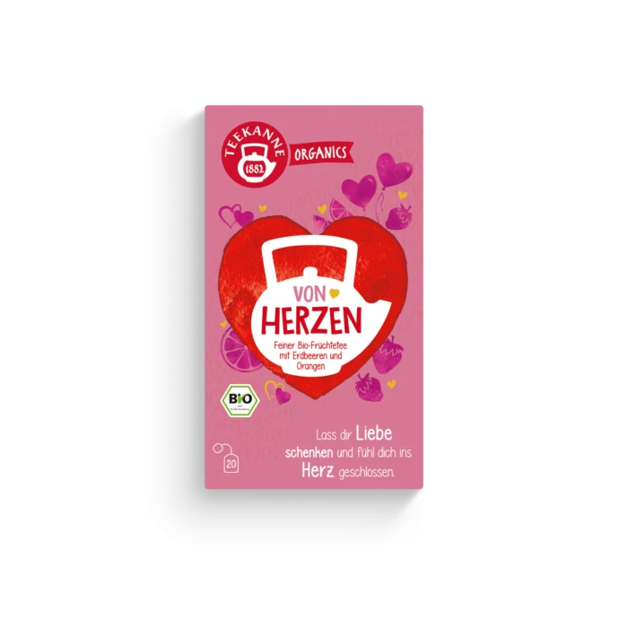 Ceai de fructe, Teekanne, Oganic, Din Inima, cu aroma de capsuni si portocale, 40g